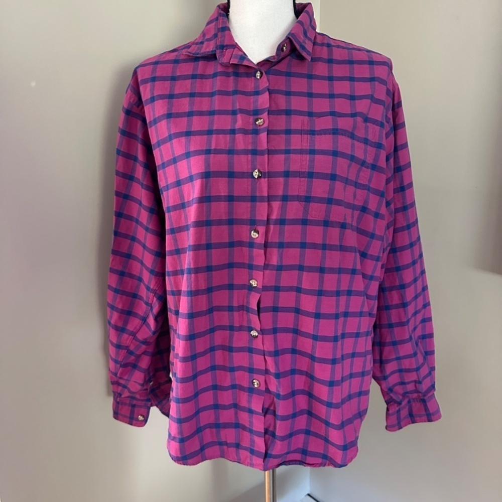 *L.L. BEAN* Pink x Purple Plaid Button Down Size 16